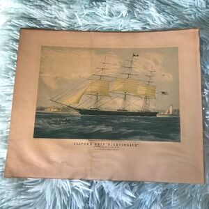 "CLIPPER SHIP NIGHTINGALE NY NYC" CURRIER & IVES COLOR Lithograph